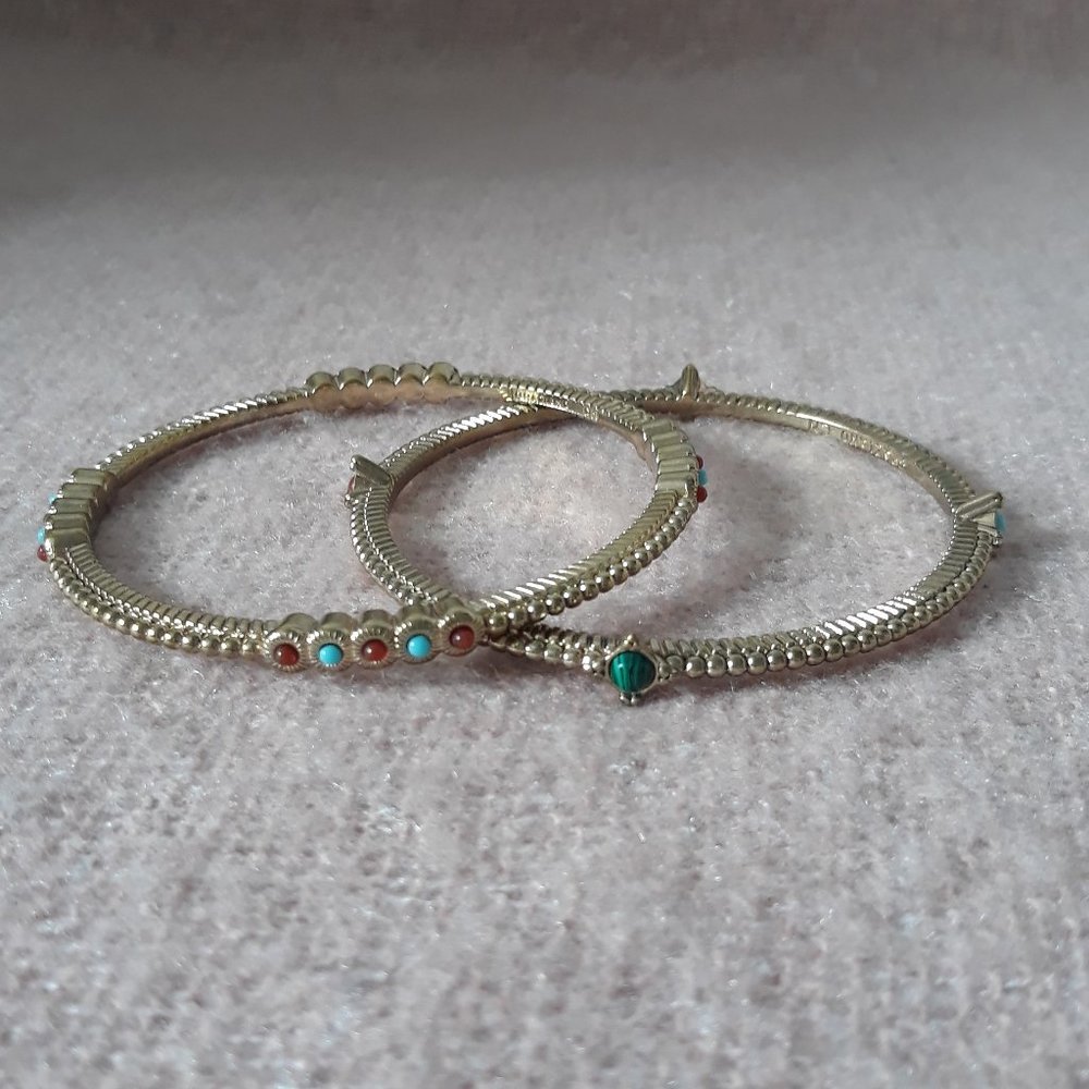 Pair of RJ Graziano CN Stacking Bracelets, Gold w/Coloured Stones